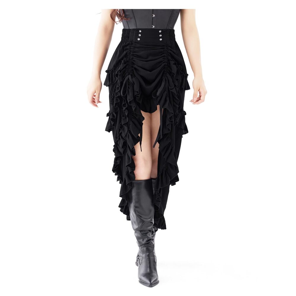 7274 Steampunk Mullet Skirt Costume, Black Renaissance Medieval Pirate High